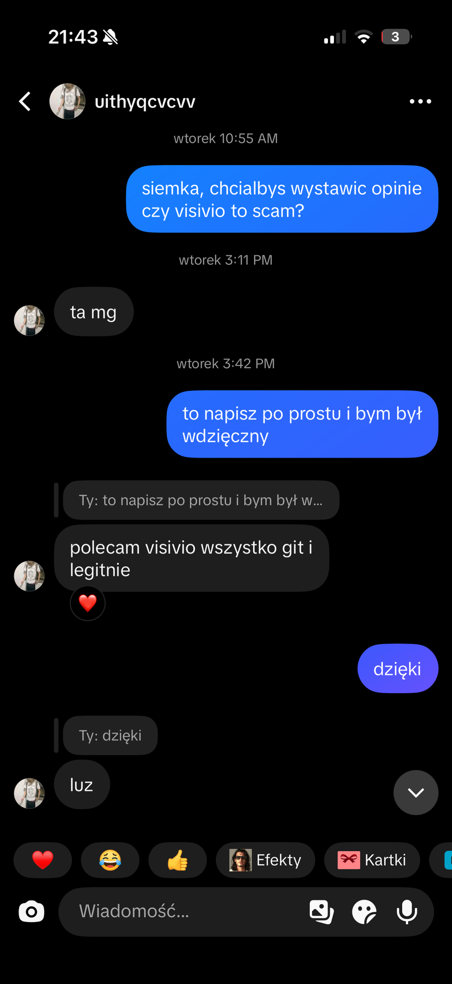 Wiadomość od klienta