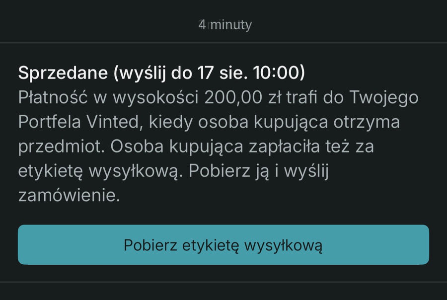 Zrzut sprzedaży z Vinted